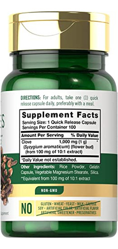 Suplemento Carlyle Cloves 1000 Mg 100 Cápsulas De Glúten Não - Imagem 2