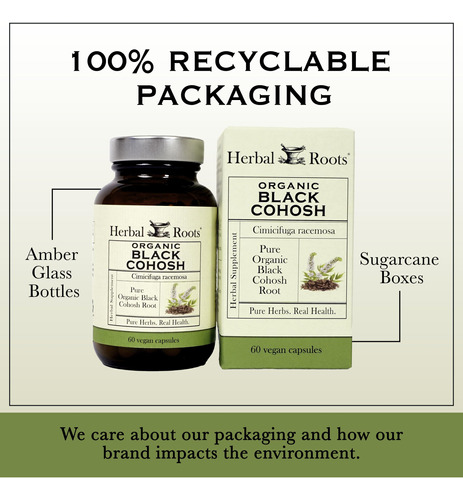 Suplemento Herbal Roots Black Cohosh Root 600mg 60 Cápsulas - Imagem 5