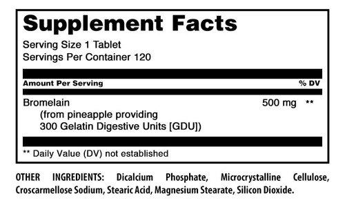 Suplemento Amazing Nutrition Bromelain 500mg 120 Comprimidos - Imagem 4