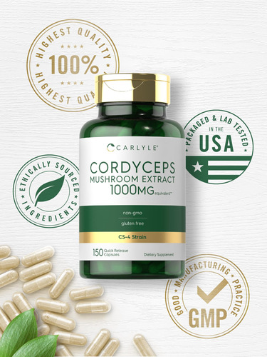 Suplemento De Extrato De Cogumelo Carlyle Cordyceps 1000 Mg - Imagem 6