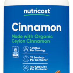 Suplemento Nutricost Cinnamon Ceylon 150 Cápsulas 1200 Mg
