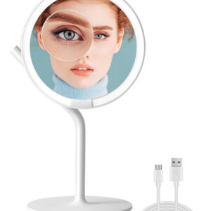Espelho De Maquiagem Amiro Recarregável Iluminado 20cm Led 5
