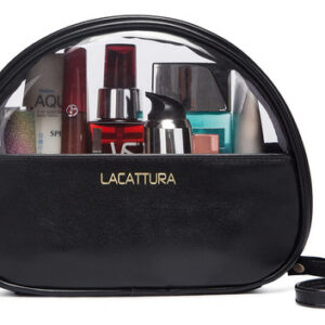 Bolsa De Maquiagem De Viagem Lacattura Clear Pvc Com Couro V