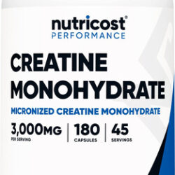 Suplemento Nutricost Creatina Monohidratada 3.000 Mg 180 Cáp
