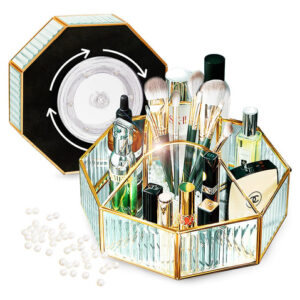 Organizador De Maquiagem Coralhouse 360° Rotating Glass Com