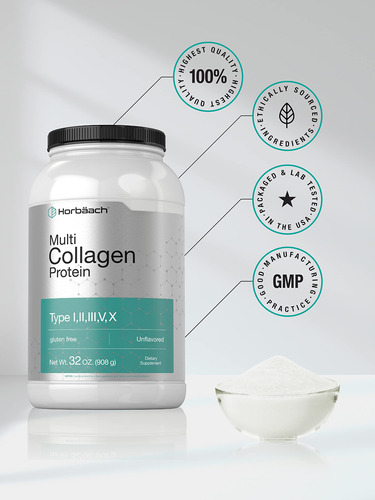 Proteína De Colágeno Em Pó Horbaach Multi 946ml Tipo I, Ii, - Imagem 5
