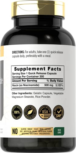Suplemento Carlyle Niacinamida Vitamina B3 500 Mg 300 Cápsul - Imagem 2