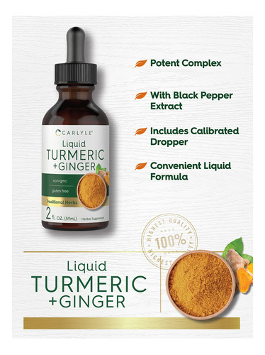 Suplemento Carlyle Curmeric And Ginger Drops 60ml - Imagem 3