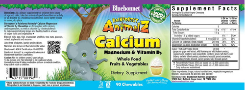 Suplemento Bluebonnet Rainforest Animalz Calcium 90 Chews - Imagem 2