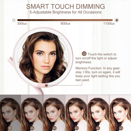Espelho De Maquiagem Amiro Professional 8 Led Lighted W/ 5x - Imagem 5