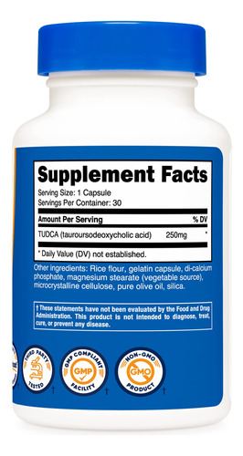 Suplemento Nutricost Tuca 250mg 30 Cápsulas Tauroursodeoxyc - Imagem 4