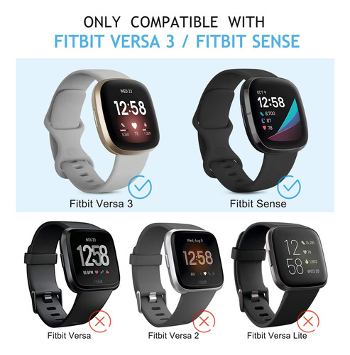 Pulseiras De Silicone Para Fitbit Sense/versa 3 Da Amzpas - - Imagem 4