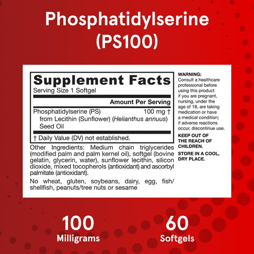 Jarrow Formulas Ps100 Fosfatidilserina 100 Mg, Suplemento Di - Imagem 6