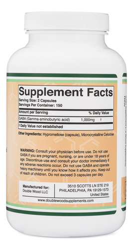 Suplemento Gaba Double Wood 500 Mg 300 Cápsulas - Imagem 2