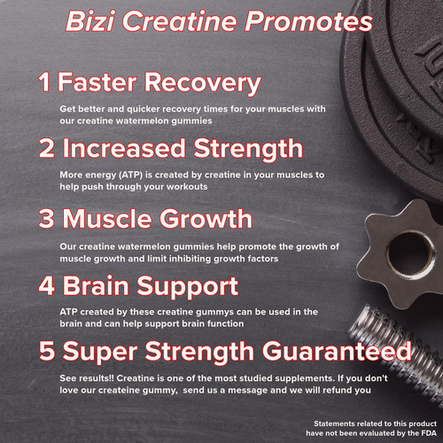 Gomas De Creatina Com Sabor De Melancia Bizi 1000 Mg 60 Quil - Imagem 3