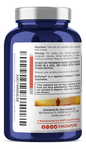 Piruvato De Cálcio Nusapure 1500 Mg 200 Cápsulas Vegetariana - Imagem 3