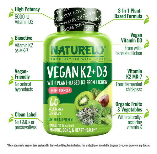 Suplemento Do Sistema Imunitário Naturelo Vegan K2+d3 60 - Imagem 4