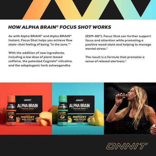 Suplemento Energy Shot Onnit Alpha Brain Focus Sabor Peach - Imagem 2