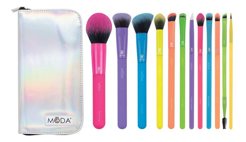 Conjunto De Pincéis De Maquiagem Moda Totally Electric, 13 P