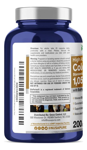 Suplemento Nusapure Colostrum 1050mg 30% Igg 200 Cápsulas - Imagem 3