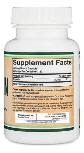 Suplemento De Apigenina De Madeira Dupla 50 Mg/cápsula 120 C - Imagem 7
