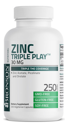 Suplemento Bronson Zinc Triple Play 30 Mg De Suporte Imunoló - Imagem 4