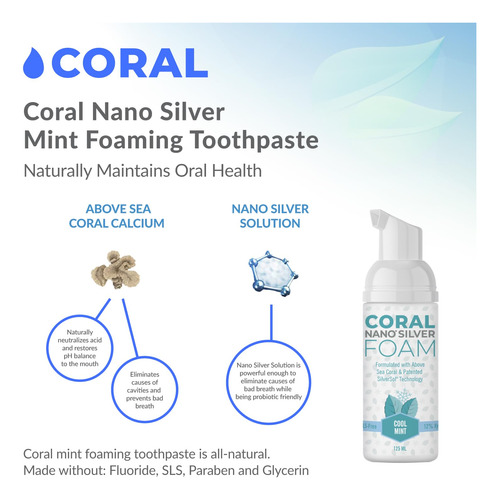Pasta De Dentes Coral Nano Silver Foaming Cool Mint 120ml - Imagem 4