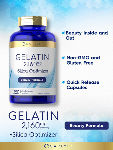 Suplemento Carlyle Gelatin + Silica Optimizer 250 Cápsulas - Imagem 3