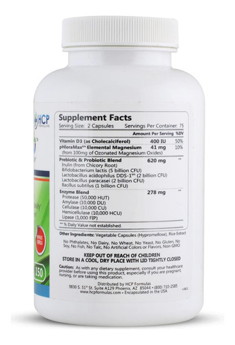 Suplemento De Enzimas Digestivas Hcp Formulas Abzorb 150 Cap - Imagem 2