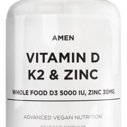 Suplemento De Vitamina D3 De Amém 5000 Ui, K2 E Zinco 60 Cáp