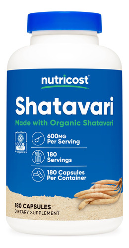 Suplemento Nutricost Shatavari 600mg 180 Cápsulas Orgânicas
