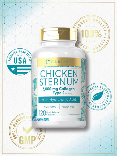 Suplemento Carlyle Chicken Sternum Colágeno Tipo Ii 3000 Mg - Imagem 5