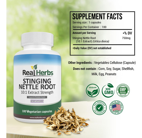 Suplemento Herbal Real: Extrato De Raiz De Urtiga, 750 Mg - Imagem 2