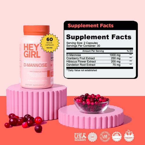 Cápsulas De D-manose Do Suplemento Uti Hey Girl Nutrition - Imagem 2