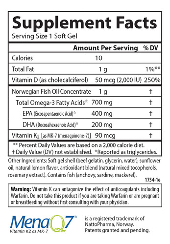 Suplemento Carlson Elite Omega-3 Plus D & K 60+30 Softgel - Imagem 4