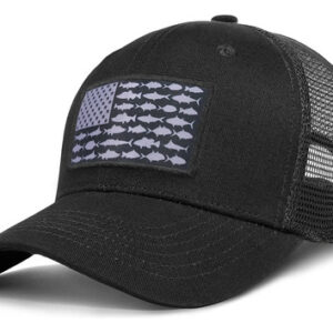 Chapéus De Caminhoneiro Com Bandeira Americana De Peixe, Pre