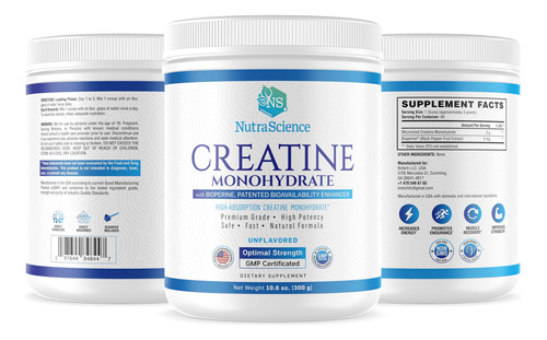 Suplemento Nutrascience Creatina Monohidratada Em Pó 300g - Imagem 4