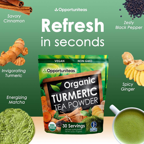 Chá Em Pó Opportuniteas Chá Verde Matcha De Açafrão Orgânico - Imagem 6