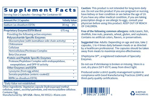 Suplemento Klaire Labs Interfase Plus Enzyme Blend+edta 120 - Imagem 5