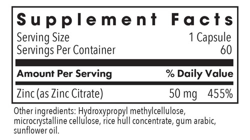 Suplemento Allergy Research Group Citrato De Zinco 50 Mg 60 - Imagem 3