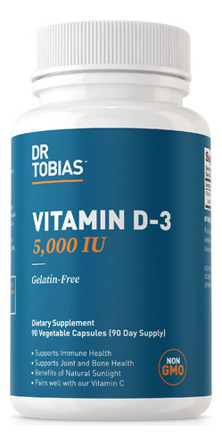 Suplemento Dr. Tobias Vitamina D-3 5.000 Ui Imune, Osso 90c