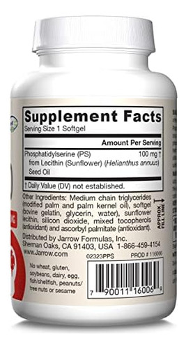 Jarrow Formulas Ps100 Fosfatidilserina 100 Mg, Suplemento Di - Imagem 10