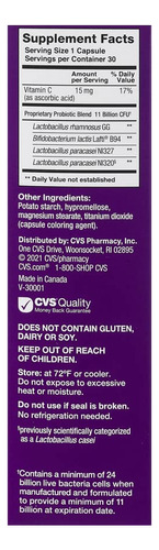 Suplemento Dietético Probiótico Cvs Health Maximum Strength - Imagem 4