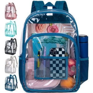 Mochila Agsdon Clear Transparent Bookbag Para Homens, Azul M