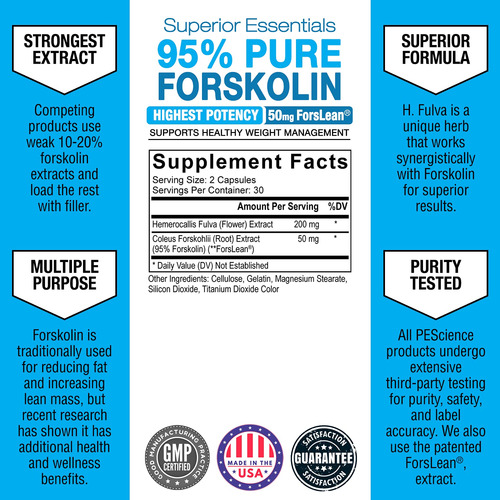 Suplemento Pescience Forskolin 95% De Extrato Puro 60 Cápsul - Imagem 3