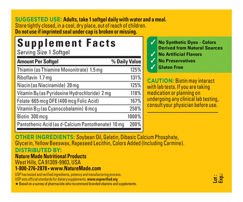 Suplemento Dietético Nature Made Super B Energy Complex 160 - Imagem 6