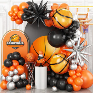 Kit De Arco De Balões De Basquete Adorely Black Orange Silve