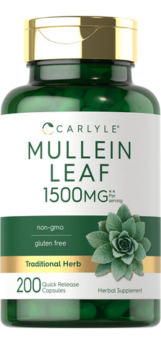Suplemento Carlyle Mullein Leaf Extract 1500mg 200 Cápsulas