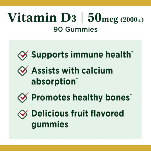 Suplemento Vitamínico Nature's Bounty Vitamin D3 Gummies 200 - Imagem 3