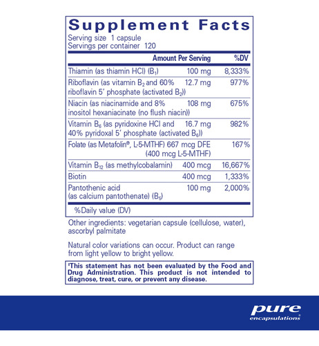 Vitamin B-complex Plus 120 Cápsulas, Encapsulamentos Puros - Imagem 2